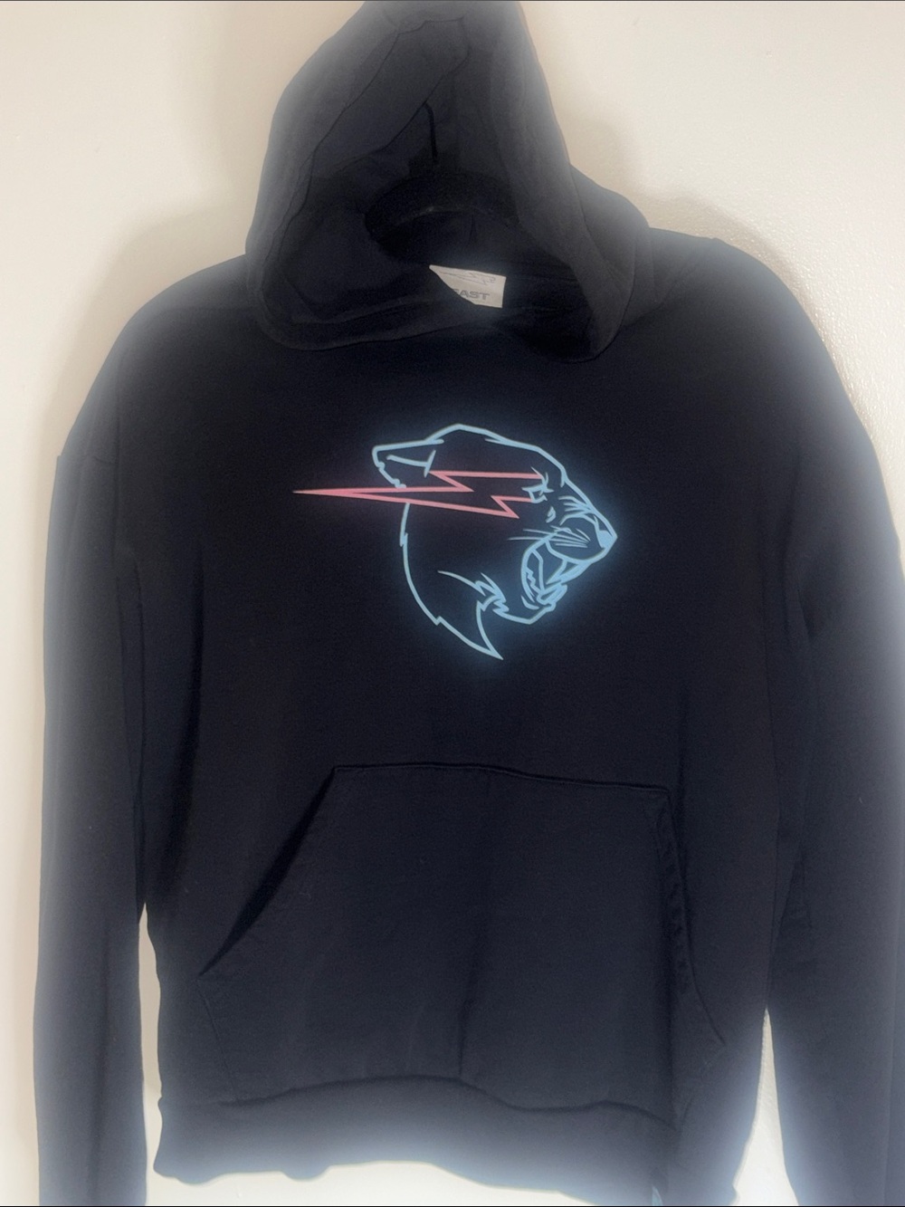 Men's Black Mr. Beast hoodie Hoodie with Neon glow in the dark Panther